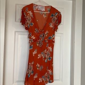 Floral tie front dress